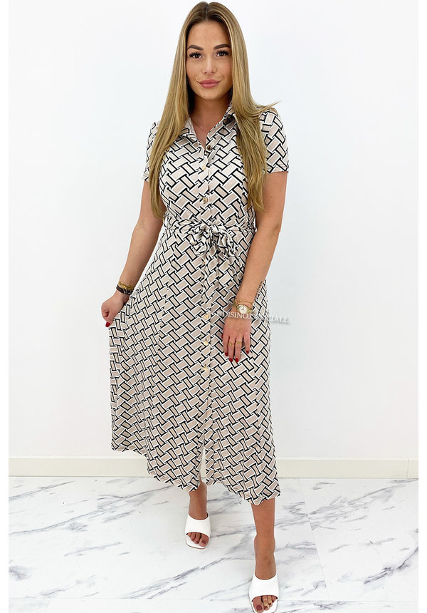 BEIGE - 'NOA DRESS' - PERFECT FIT MAXI BUTTON UP DRESS