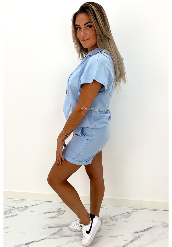 LIGHT BLUE - 'BROOKE' - SPORTY SHORTY TWO PIECE SET