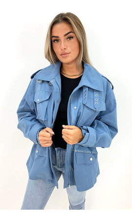 BLUE - 'EVAA' - PREMIUM QUALITY OVERSIZED TRENCH COAT