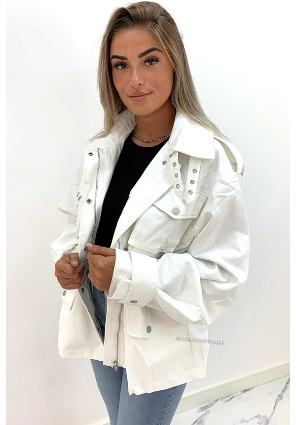 WHITE - 'EVAA' - PREMIUM QUALITY OVERSIZED TRENCH COAT