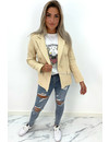 BEIGE - 'LIANA' - GOLD BUTTON BLAZER