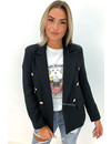 BLACK - 'LIANA' - GOLD BUTTON BLAZER