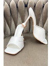 WHITE - 'MACY' - SQUARE HEELS