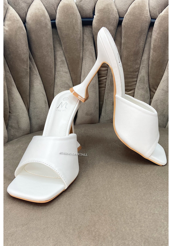 WHITE - 'MACY' - SQUARE HEELS