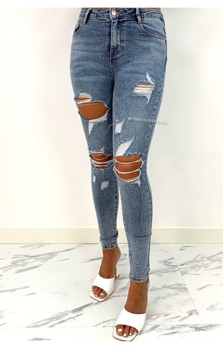 LAULIA - LIGHT BLUE - HIGH WAIST RIPPED SKINNY JEANS - 060 