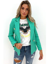 GREEN - 'LIANA' - GOLD BUTTON WAFFLE BLAZER