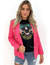 FUCHSIA - 'LIANA' - GOLD BUTTON WAFFLE BLAZER