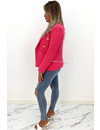 FUCHSIA - 'LIANA' - GOLD BUTTON WAFFLE BLAZER