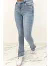 REDIAL - LIGHT BLUE - HIGH WAIST SKINNY JEANS SIDE BUTTON SPLIT - 5915