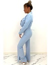 LIGHT BLUE - 'NOAH' - SPLITTED & CROPPED TWO PIECE SET