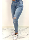 QUEEN HEART JEANS - BLUE - HIGH WAIST MUM JEANS RIPPED KNEE - 901