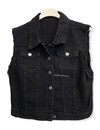 BLACK/WHITE - 'THUNDER ON MY BACK' - INSPIRED SLOGAN TEXT DENIM GILET