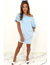 LIGHT BLUE - 'JASMINE DRESS' - COZY VELVET COMFY DRESS