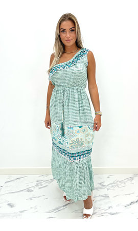 GREEN - 'JUNA' - ONE SHOULDER SUMMER MAXI DRESS