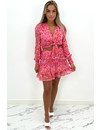 RED - 'MEREL' - FLORAL KNOT TOP + SKIRT TWO PIECE SET