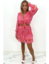 RED - 'MEREL' - FLORAL KNOT TOP + SKIRT TWO PIECE SET