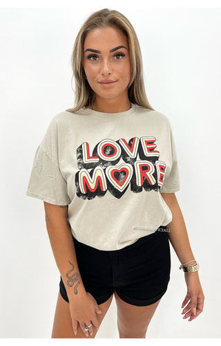 BEIGE - 'LOVE MORE' - PREMIUM QUALITY OVERSIZED TEE 