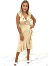 BEIGE - 'BELLA' - PREMIUM QUALITY TRAVEL RUFFLE WIKKEL DRESS