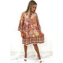 BEIGE - 'OLAYA' - PREMIUM QUALITY AZTEC PRINT A-LINE DRESS