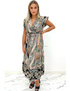 BLACK - 'NOVÉE' - PREMIUM QUALITY AZTEC PRINT MAXI DRESS