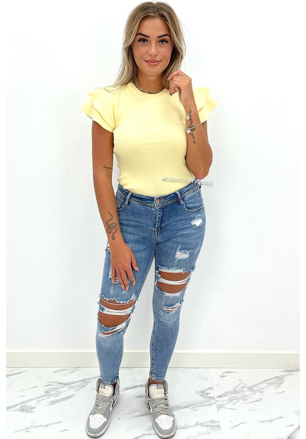 YELLOW - 'MIYA' - PREMIUM QUALITY RUFFLE TOP