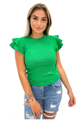 GREEN - 'MIYA' - PREMIUM QUALITY RUFFLE TOP 