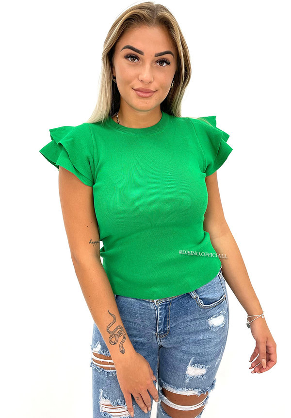 GREEN - 'MIYA' - PREMIUM QUALITY RUFFLE TOP