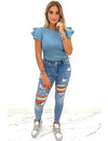 LAULIA - BLUE - HIGH WAIST RIPPED SKINNY JEANS - 258