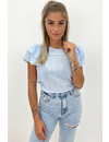 LIGHT BLUE - 'JILL' - BRODERIE RUFFLE TOP