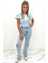 LIGHT BLUE - 'JILL' - BRODERIE RUFFLE TOP