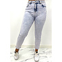 QUEEN HEART JEANS - WHITE WASH BLUE - SUPER STRETCH MUM JEANS - 031