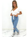 REDIAL - BLUE - HIGH WAIST RIPPED MOM JEANS - 1266