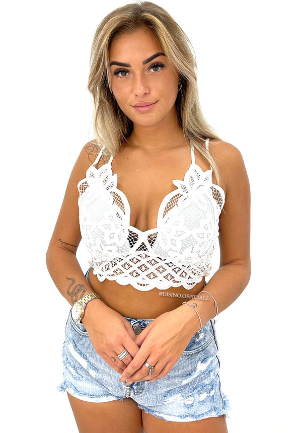 WHITE - 'CIARA' - CROCHET LACE BRALETTE