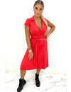 RED - 'FREYA' - TRAVEL WIKKEL MIDI DRESS