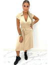 BEIGE - 'FREYA' - TRAVEL WIKKEL MIDI DRESS