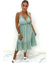 MINT GREEN - 'LINDA' - LEOPARD PRINT V-NECK MAXI DRESS