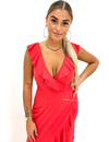 RED - 'BELLA' - PREMIUM QUALITY TRAVEL RUFFLE WIKKEL DRESS