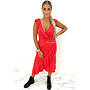 RED - 'BELLA' - PREMIUM QUALITY TRAVEL RUFFLE WIKKEL DRESS