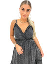 BLACK - 'LINDA' - LEOPARD PRINT V-NECK MAXI DRESS