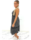 BLACK - 'LINDA' - LEOPARD PRINT V-NECK MAXI DRESS