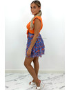 BLUE - 'MEREL SKIRT' - FLORAL RUFFLE SKIRT