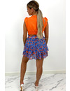 BLUE - 'MEREL SKIRT' - FLORAL RUFFLE SKIRT