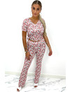 PINK - 'DYLANA' - SOFT TOUCH FLARE FLORAL TWO PIECE SET