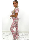 PINK - 'DYLANA' - SOFT TOUCH FLARE FLORAL TWO PIECE SET