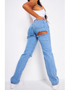 BLUE - SUPER STRETCH HIGH WAIST BOOTY CUT STRAIGHT FIT JEANS - 017