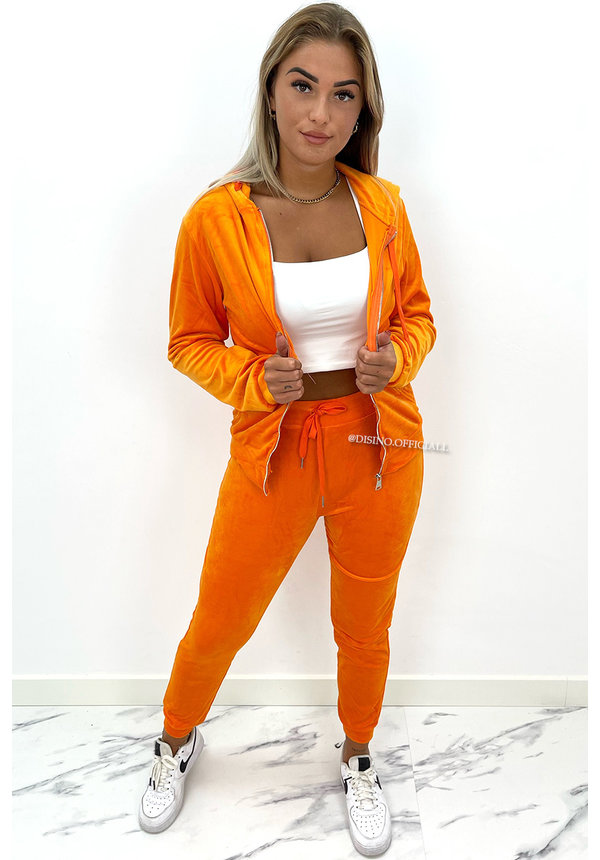 ORANGE - 'PARIS' - VELVET COMFY JOGGER SET