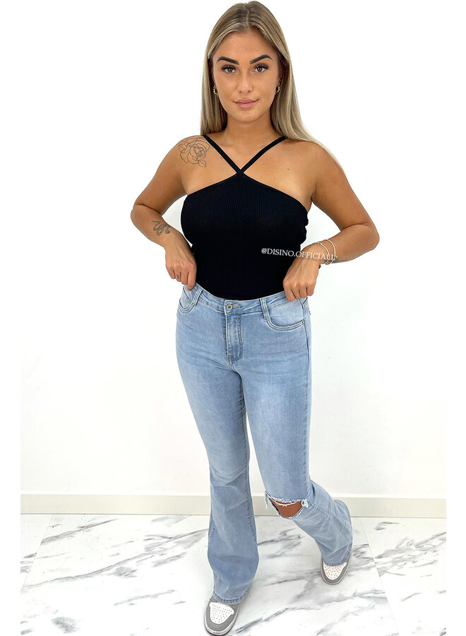 REDIAL - LIGHT BLUE - SUPER STRETCH HIGH WAIST SKINNY FLARE JEANS - 5869