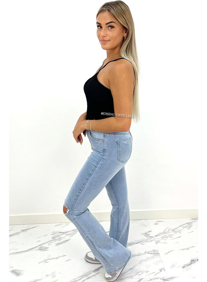 REDIAL - LIGHT BLUE - SUPER STRETCH HIGH WAIST SKINNY FLARE JEANS - 5869