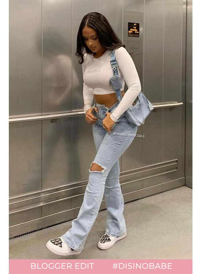 REDIAL - LIGHT BLUE - SUPER STRETCH HIGH WAIST SKINNY FLARE JEANS - 5869