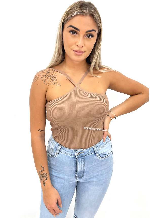 CHOCO - 'SOPHIE' - RIBBED CROSS TOP